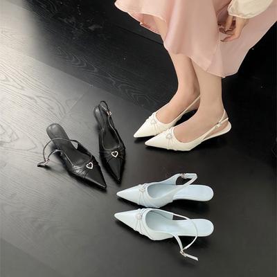 High-Heeled French Bag Head Sandals Fairy Shoes Temperament Pointed Empty Shoes