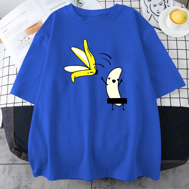 Men Banana Disrobe Overcoat Funny Print T-shirt Summer Humor Joke Hipster T-Shirt Soft Cotton Street T Shirts Outfits Streetwear