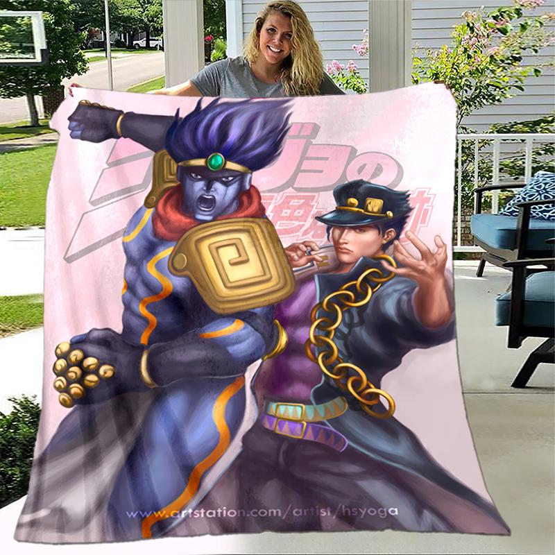 1pc Blanket JoJo's Bizarre Adventure Print Design, Lightweight Blanket for Sofa, Bed- Soft &Warm, Gift for All Seasons like Christmas, Halloween