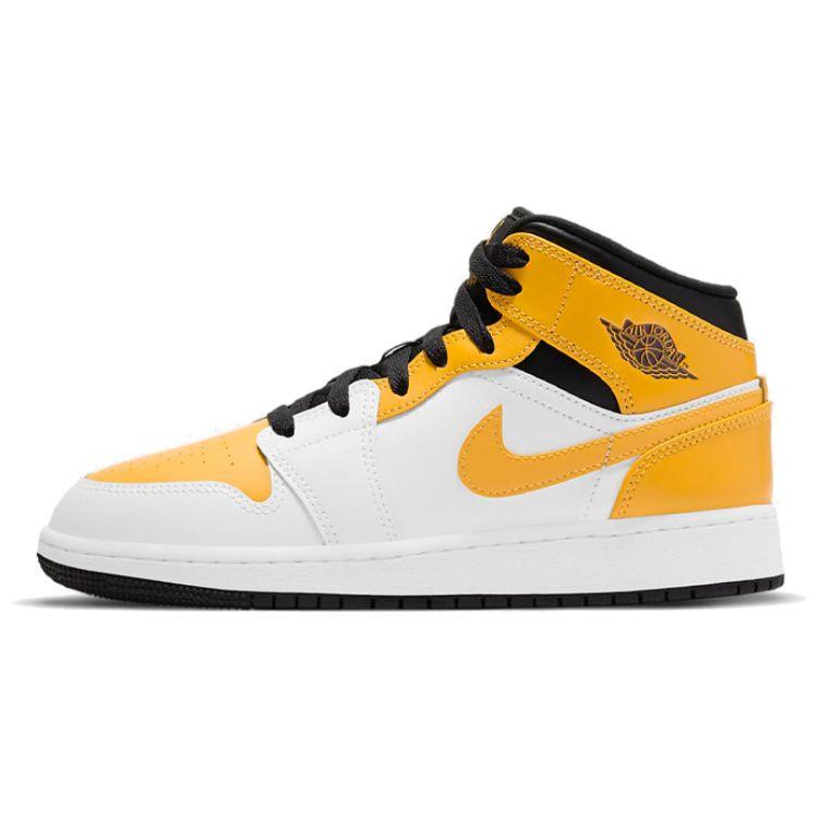 Jordan Kids  Air Jordan 1 Mid GS White University Gold Black 554725-170 35.5