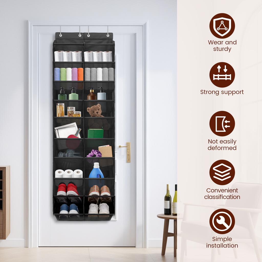 10 Tier Over the Door Shoe Organizer Nonwoven Hanging Door Shoes Rack with 20 Compartments Large Capacity Hanger Storage Bag