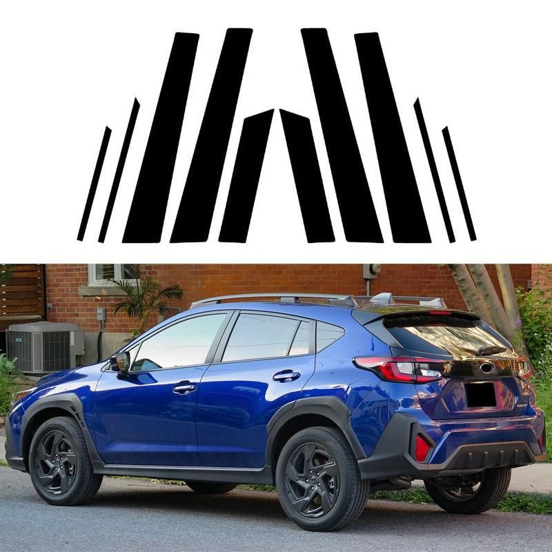10 Stück Autotür-Fenster-Säulenpfosten-Trim-Abdeckungsaufkleber für Subaru Crosstrek/Subaru XV 2018 2019–2023, glänzend schwarz, Außenteil