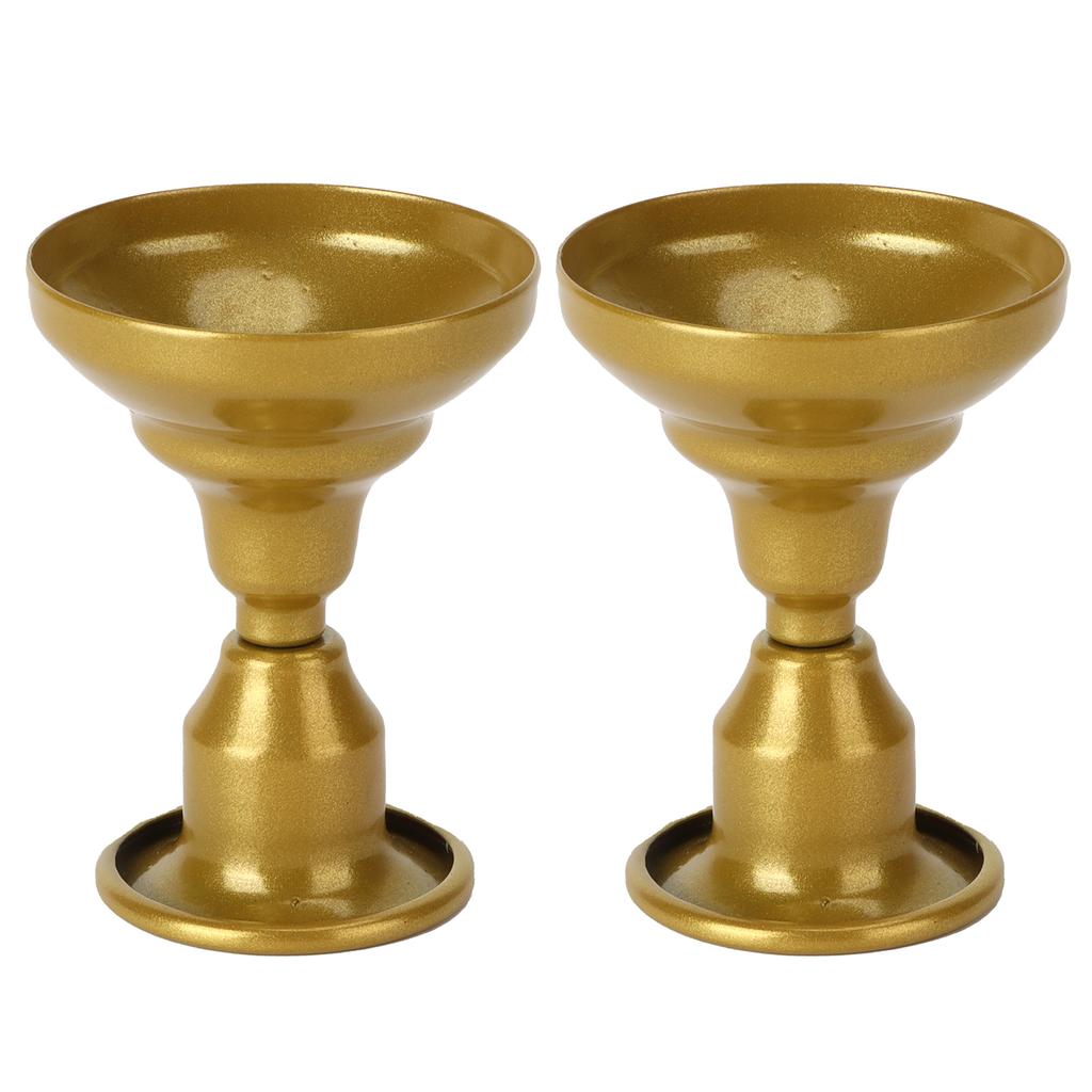 2 Stück Kerzenhalter Europäischer Stil Einfach Retro Doppelnutzung Kerzenständer für Schreibtischdekorationen Geschenke(Gold )
