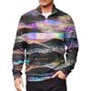 Men's Loose Casual 1/4 Zip Sweatshirt Fashion Printed Long Sleeve Top With Pockets