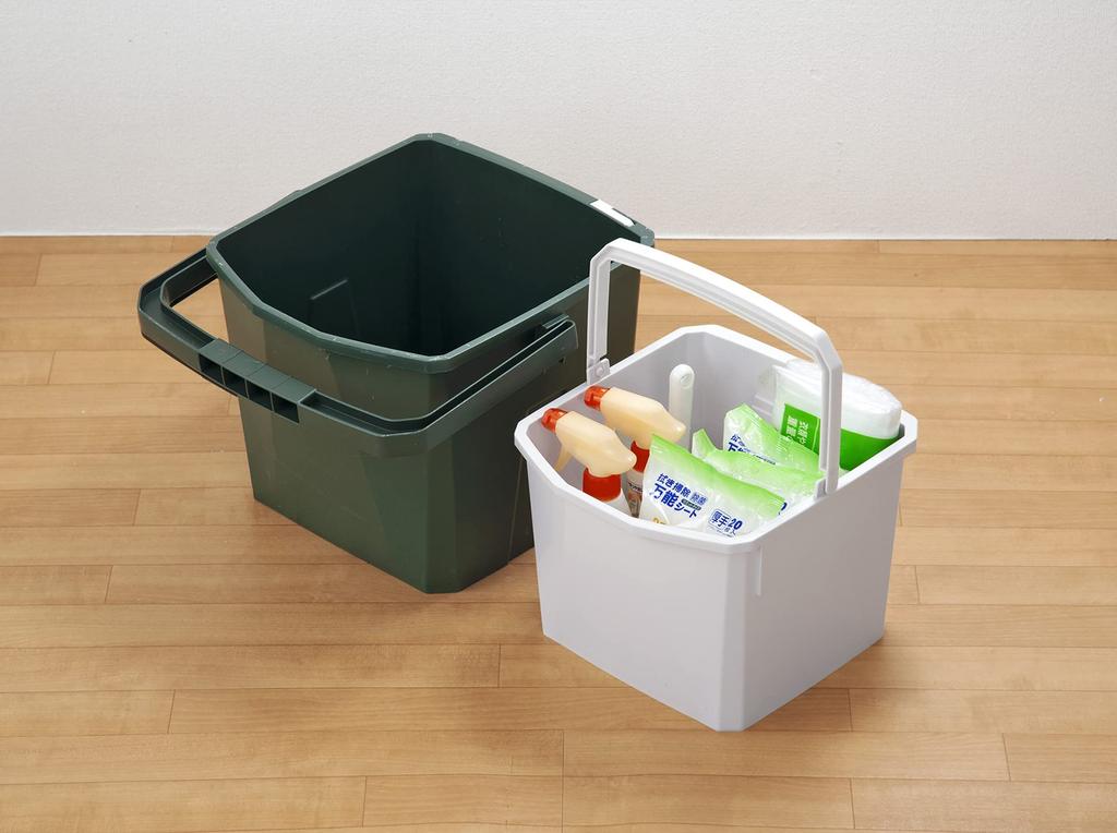 Shinki Gosei Tombo Bucket with Inner Step and 18 Moss Width 34 X Depth X Height Car Made In Japan Bucket, Storage, Chair, Stool, Lid, Liters, Green,