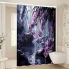 Mystical Orchid Shower Curtain - Serene Purple Flower & Waterfall Theme For Bathroom Decor,Adds Tranquil Beauty And Exotic Charm