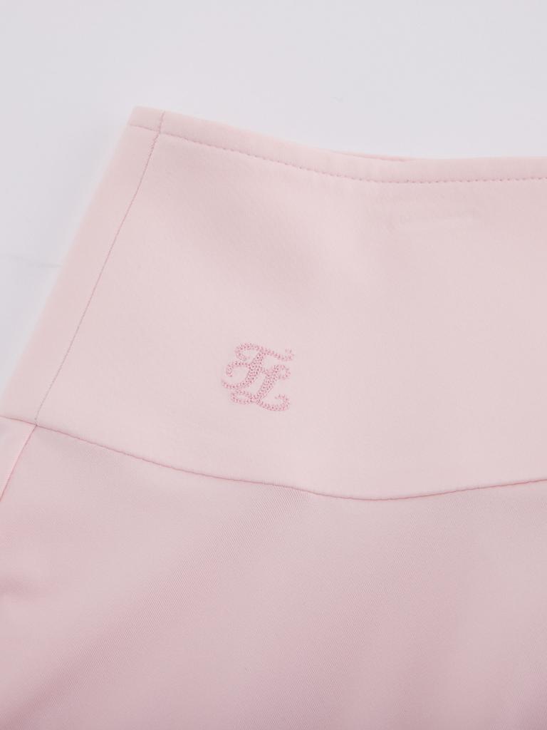 FAIRLIAR GOLF High-Waisted Jersey Flare Skirt (Pink)