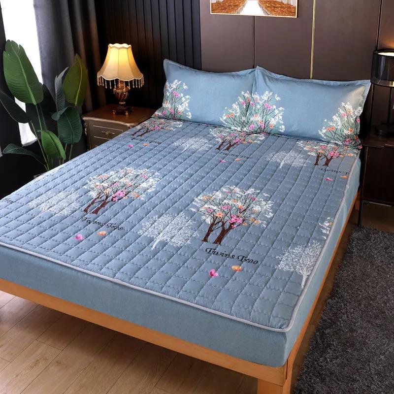 Thickened Quilted Bed Cover Non-slip One-piece Bed Cover Sheet Mattress Protection Cover Simmons Protective Cover All-inclusive