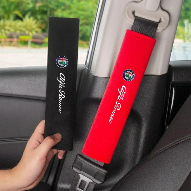 OUVKF1 Car Seat Belt Protect Shoulder Pad Cover Headrest Neck Pillow for Alfa Romeo 4C 159 Spider Giulia Giulietta 156 Tonale Mito 147