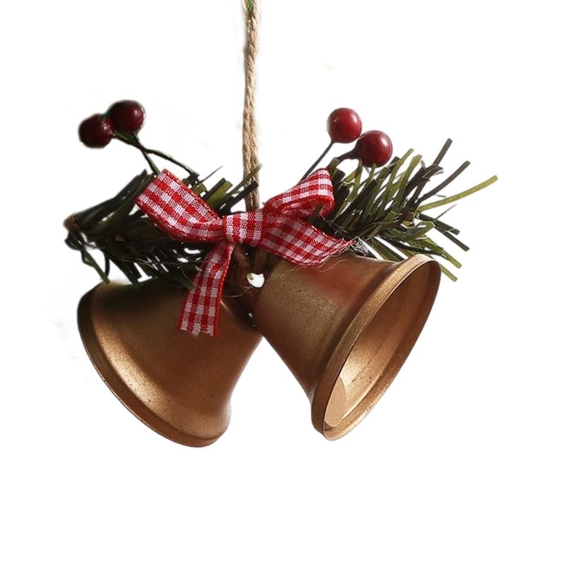 Holiday Bells Ornament Metal Bells Hanging Decoration for Christmas Tree Door Window Indoor and Outdoor Holiday Ornament
