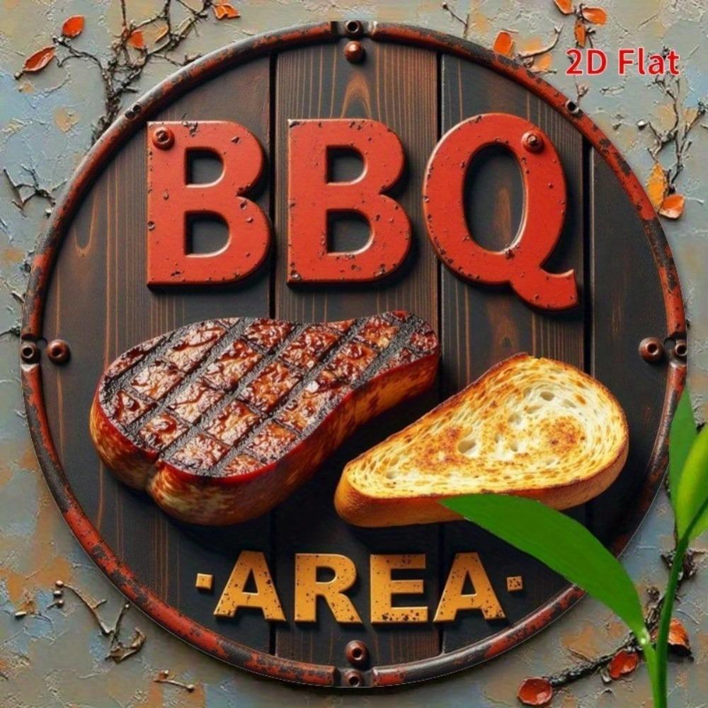 Vintage Metal BBQ Sign Rustic Wall Decor Grilling Kitchen Garden Garage