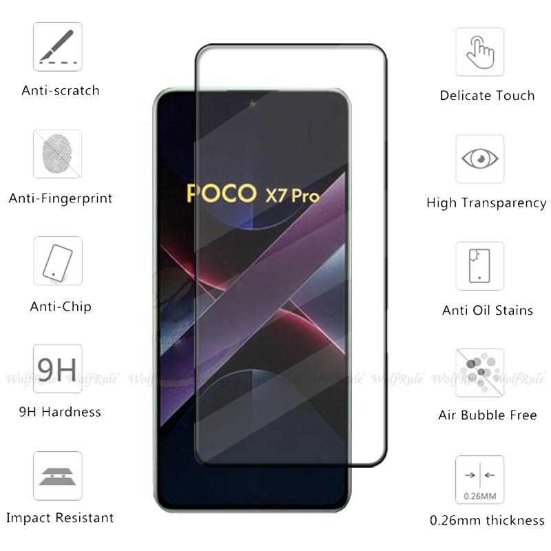 6-in-1 For Xiaomi Poco X7 Pro Glass For Poco X7 Pro Tempered Glass Protective Full Screen Protector For Poco X7 Pro Lens Glass
