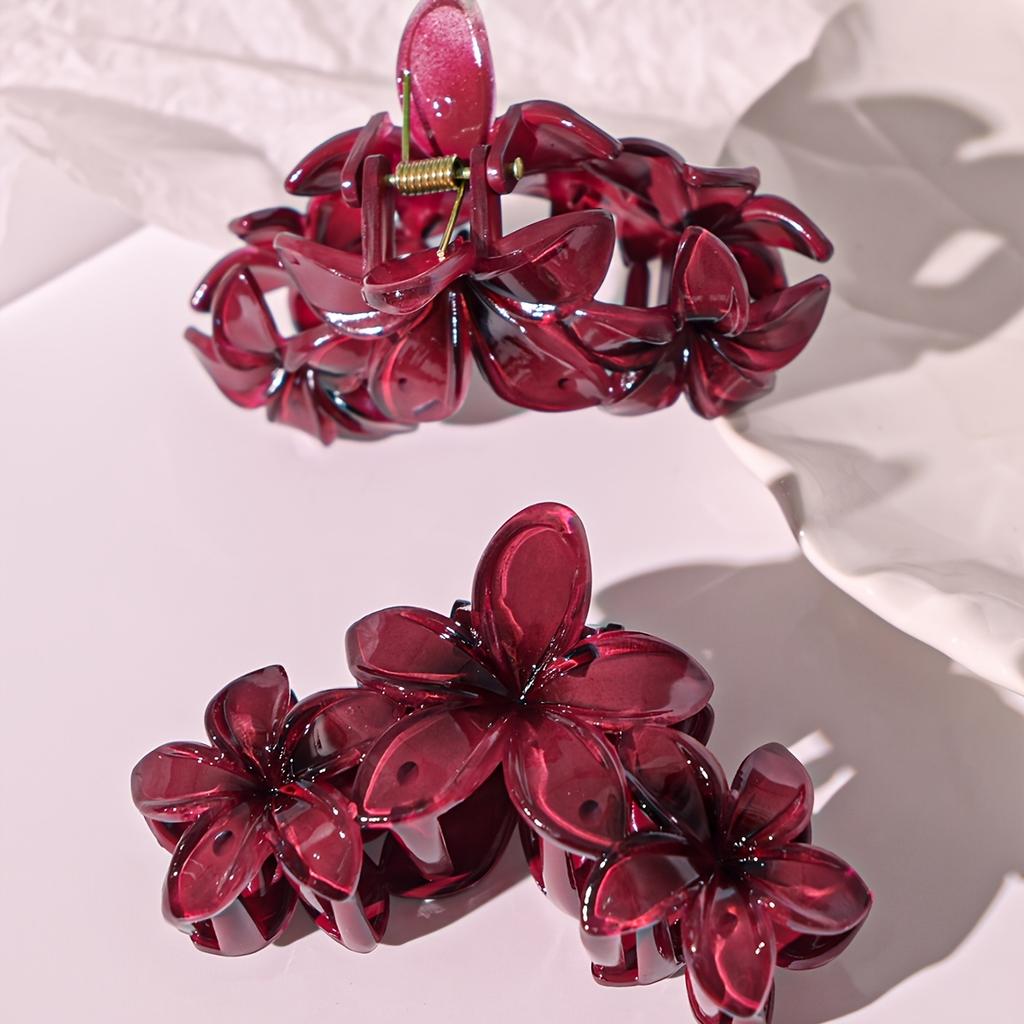 1/2 Stück Blumen Haarspangen Hawaiianische Plumeria Haarspangen für Frauen Rutschfeste Krallenspangen für dickes Haar, Strand Haaraccessoires