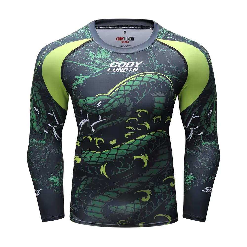 Fight Workout Mma Men'S Long Sleeve MMA Compression T-Shirt Men Boxing Rashguard Blank Bjj Rash Guard Sportswear Tees