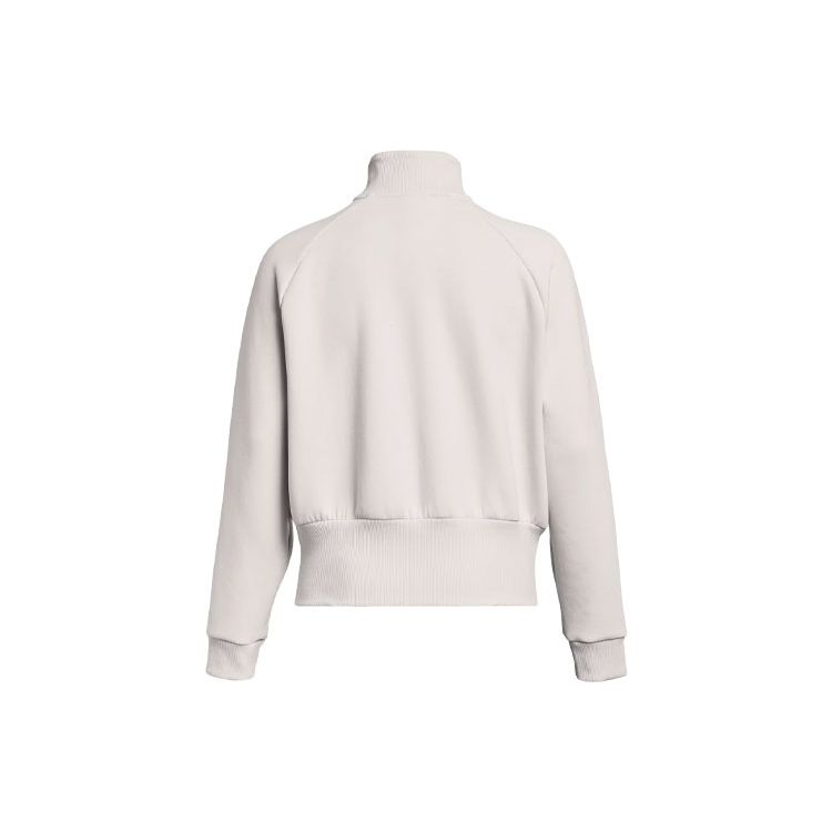 Under Armour Color Block Fleece Full Zip Sports Casual Short Hoodie Women Hoodies Clay-White 1379836-114