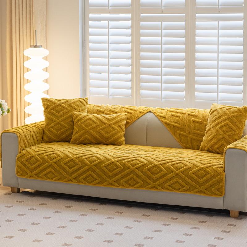 Winter Sofa Cushion Plush Simple Modern Seat Cushion Thickened Non-Slip Leather Sofa Cover Cover Cloth Backrest Towel