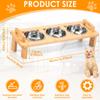 Stainless Steel Elevated Cat Bowls Stand Set for Dry Wet Food Water Double Handles Cat Food Bowl Kit Easy Cleaning for Pet Small