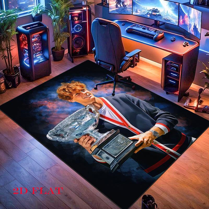Jannik Sinner Rush Carpet Rug for Living Room Bedroom Home Sofa Decoration,Kids play Nonslip Floor Mat