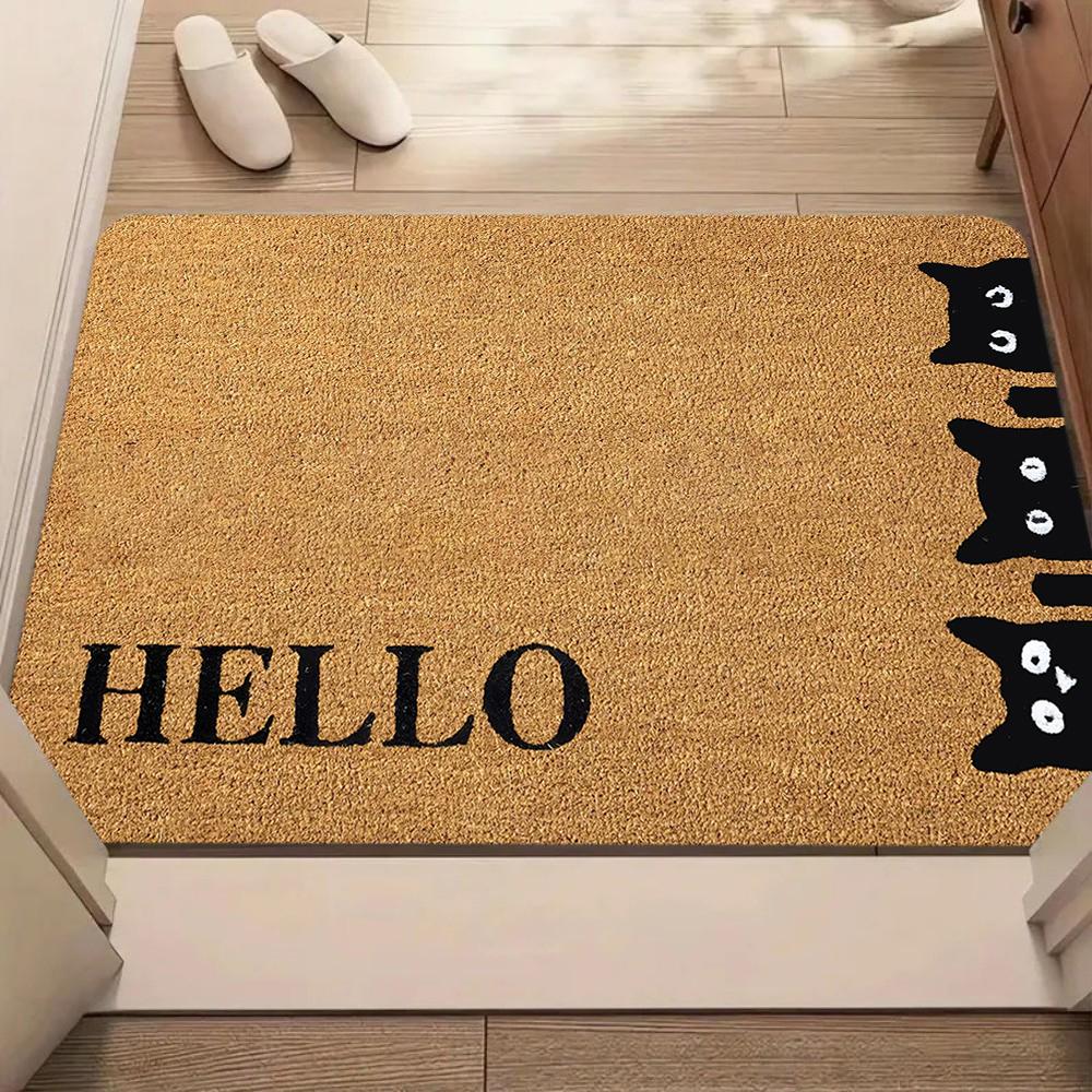 Cute Easter Rabbit Ear Welcome Doormat Letter Flowers Decor Soft Non-slip Entrance Rug Holiday Hallway Living Room Decor Carpet