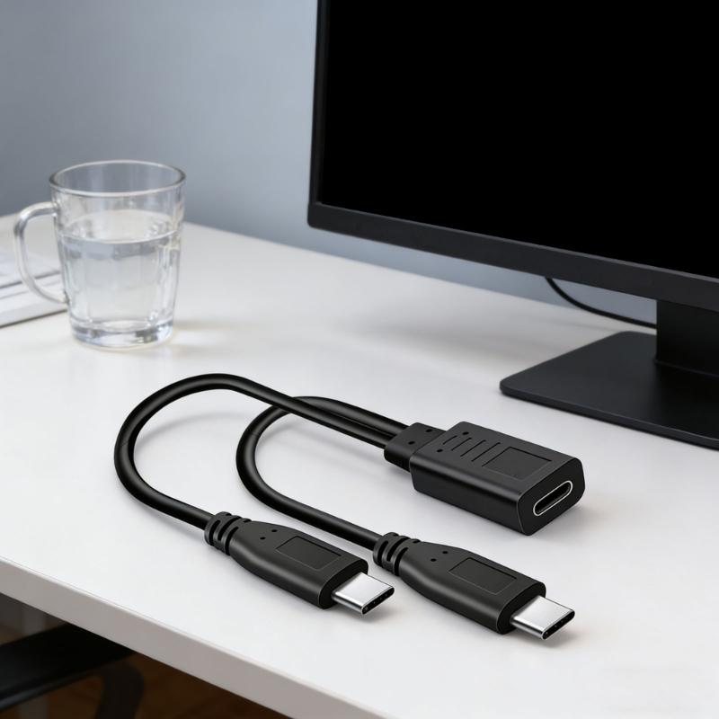 Type C to Double Type C Chargers Cable 5V 3A Power Delivery 15W Fast Charging Cable  for Phones Tablets 30cm Length