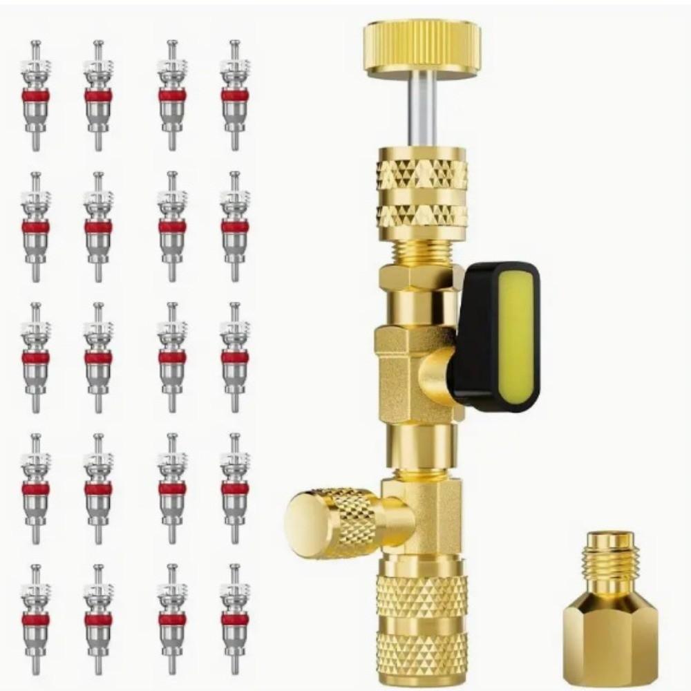 Dual Size Ports Valve Core Installer Valve Removal Tool Kit For R410A Refrigerant System