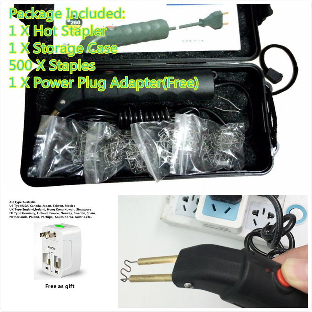 DIY Car Off-Road Bumper Welder Gun Stapler Plastic Repair Kit + 500 Pcs Staple