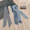 Fashion Light Blue Series Polka Dot Hair Band Plaid Pattern Thin Plaid Neckerchief Flower Plaid Head Band Hair Accessories