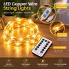 LED Copper Wire String Lights, 10m 100 LEDs, USB Powered, IP44 Waterproof