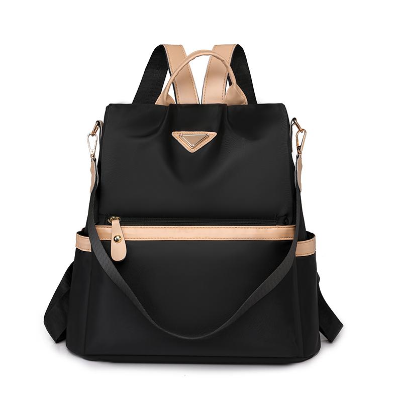 Backpack Women's Solid Color Commuter Backpack Large Capacity Contrast Color Bag