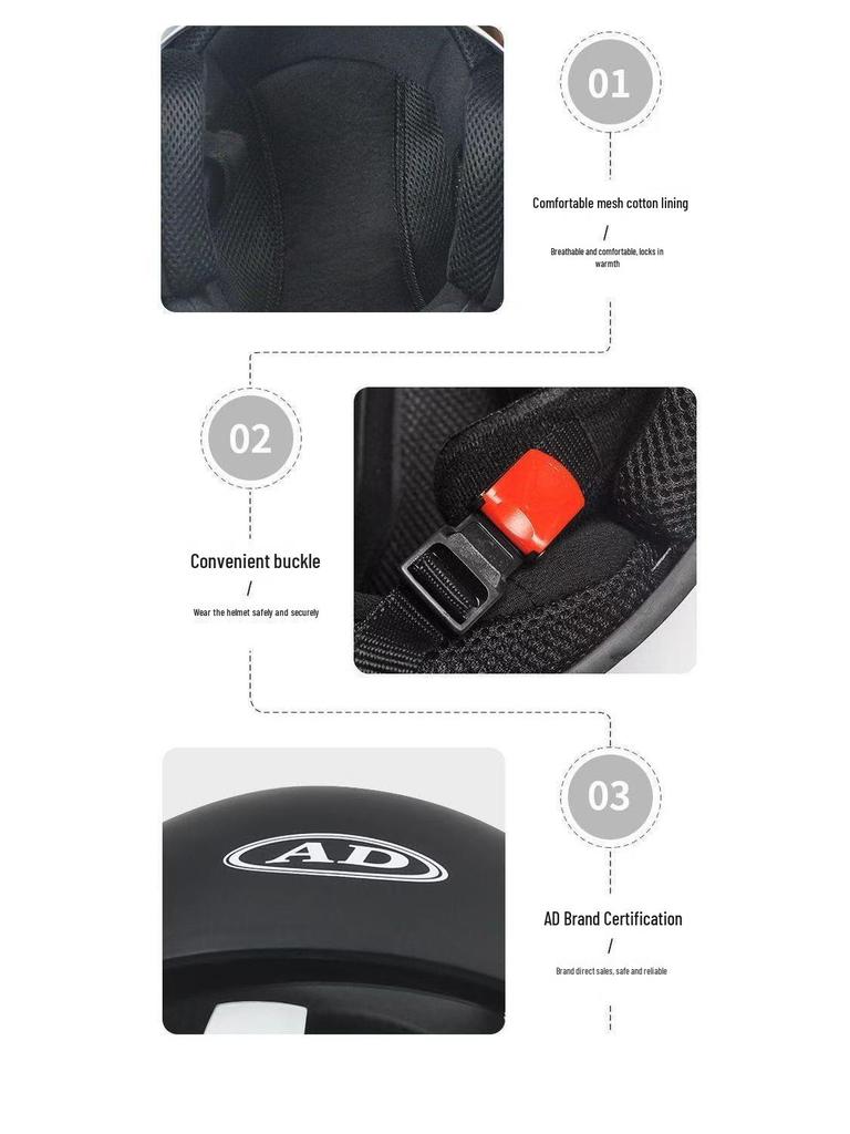 3C Certified AD Electric Motorcycle Helmet, All-Season Half Helmet for Men and Women, Winter-Proof for Scooter Commuting