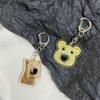 6Pcs Set Key Chains Pendant Cute Toast Cat Dog Shape Key Rings Stylish Jewelry