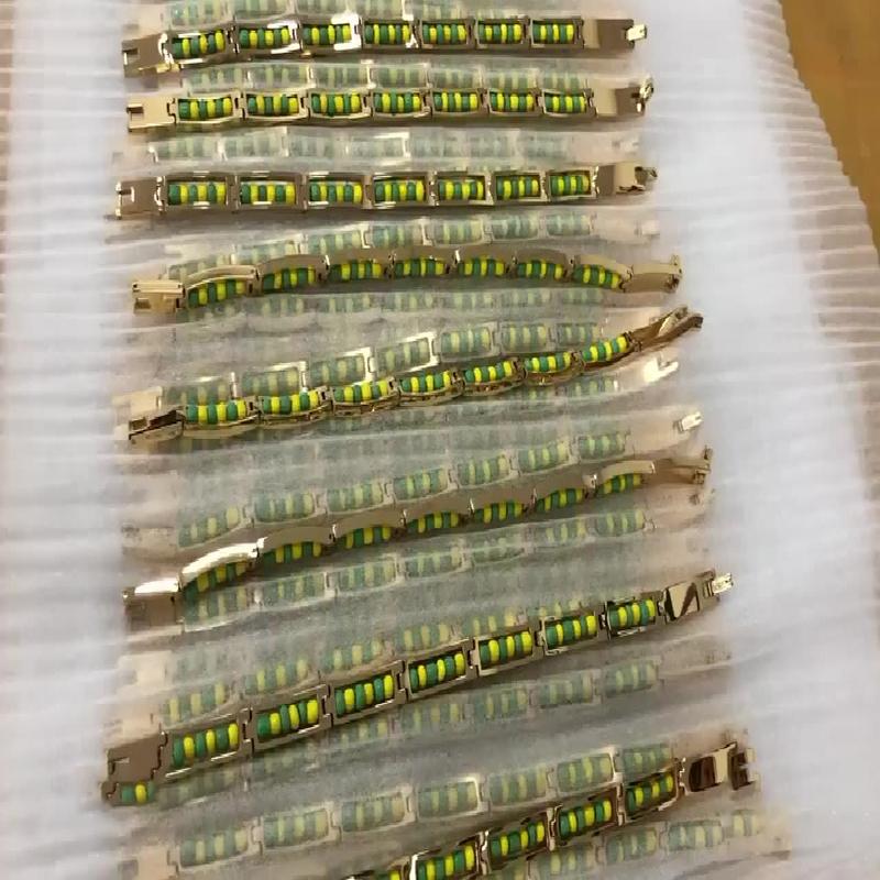 Neu Edelstahl Schmuck Grün und Gelb Farbe Orula Armband Mix Perlen Unisex Shango Ochun Armreif Für Frauen