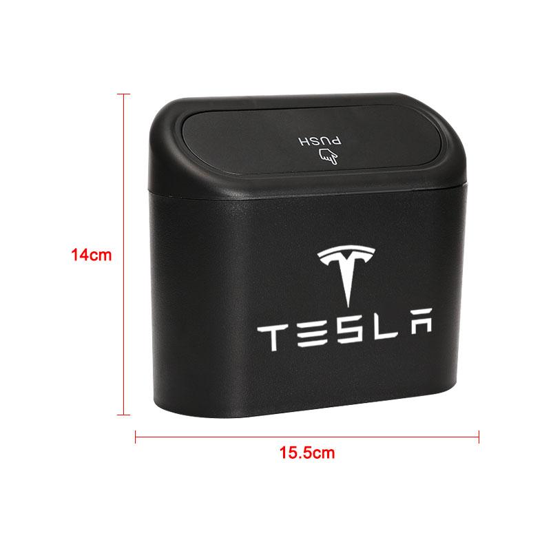 Car Vehicle Case Storage Box Black ABS Square Pressing Trash Can For Tesla Model 3 Model S Model X Y Roadster Performance