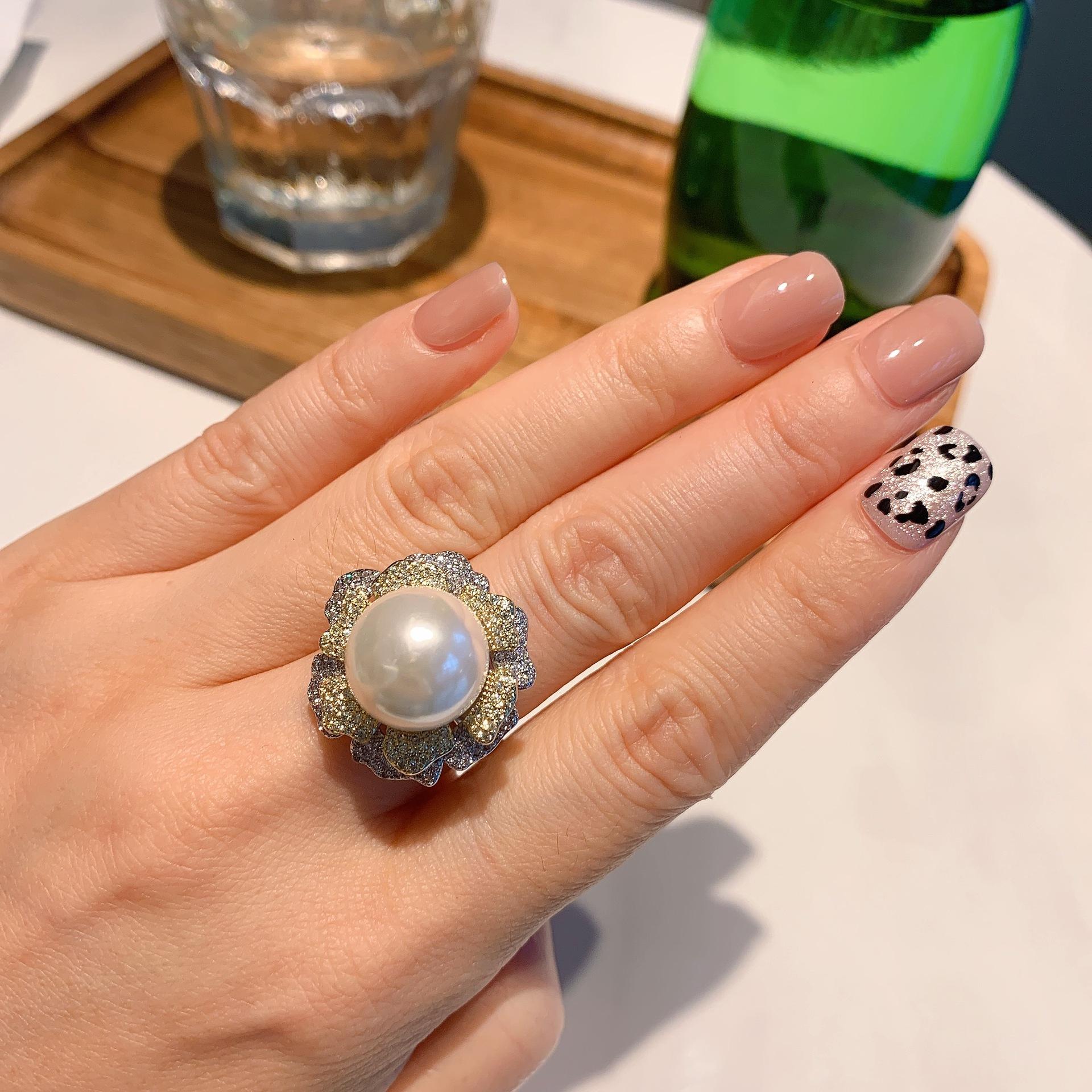 

Кольцо женское с бледно-золотым жемчугом Fritillary, модное, регулируемое кольцо на руку