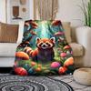 Jungle Raccoon Wildlife Animal Pattern Print Art Blanket - Soft All-Season Multi-Purpose Throw for Sofa, Bed, Travel & Gift