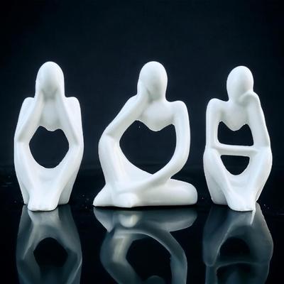New Ceramic Thinker Men Statue Set of 3 Modern Art Showpiece Sculpture Decoration Items for Home Decor