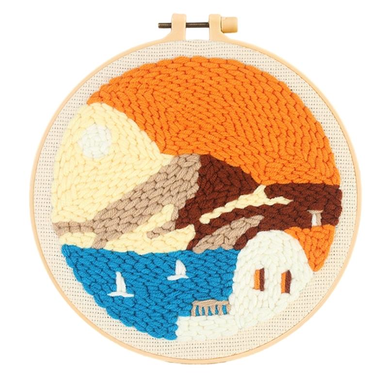 Beginner Friendly Punch Needle Embroidery Set With Thick Yarn Craft Set for Home Decoration and Relaxation