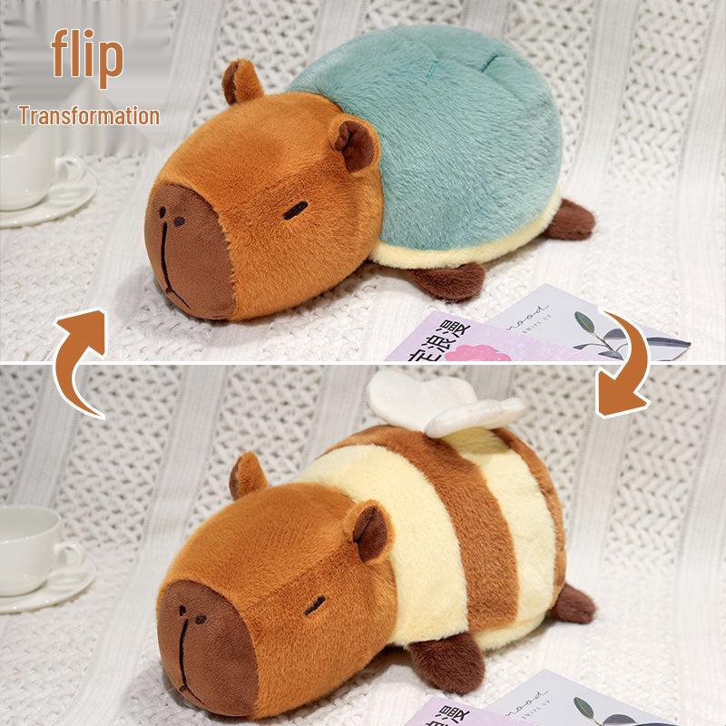 

Плюшевая игрушка-перевертыш Капибара: Милая кукла-трансформер Капибара в Крокодила, Черепаху или Пчелу 25cm