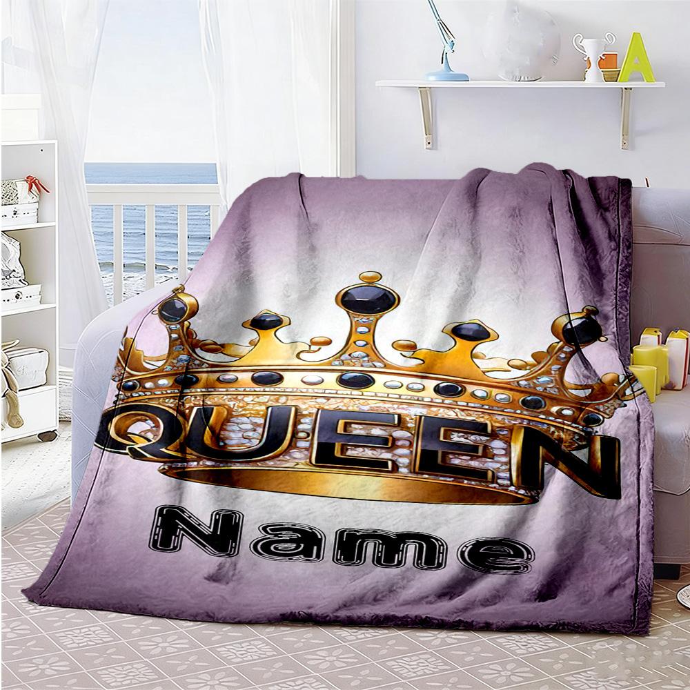 Queen Personalized Name Blanket Multi-purpose Customizable Blanket Comfortable for Sofa Office Chair Bedding Office Four Seasons Multipurpose