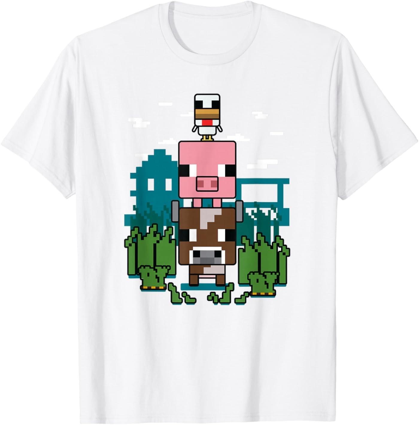 Футболка с плакатом-стопкой животных из Minecraft 2XL