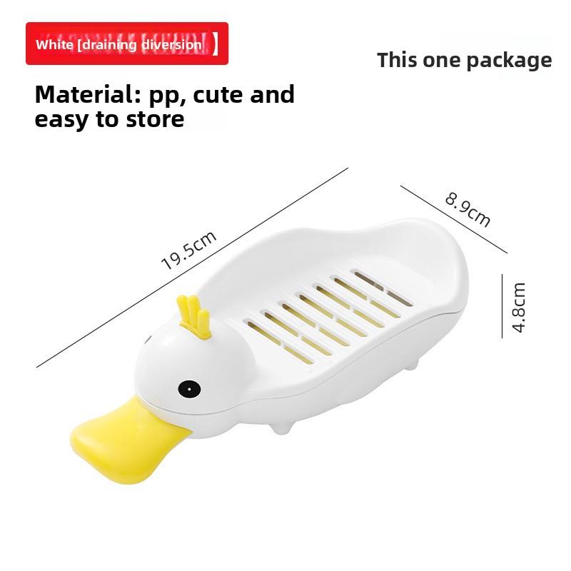 

Мультяшная мыльница в виде утки для ванной раковины с функцией слива белый