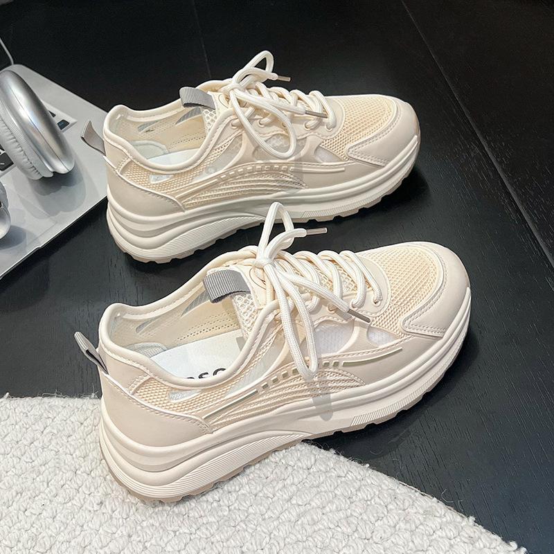 

Shoes women s 2025 new thick-soled little white shoes mesh breathable mesh shoes women s summer thin inner height increase women s shoes 35 хаки