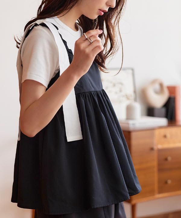 Kobe Lettuce Peplum Sleeveless Short Cropped Bustier with Shoulder Ribbons Women's [C6866] Medium, Off-White