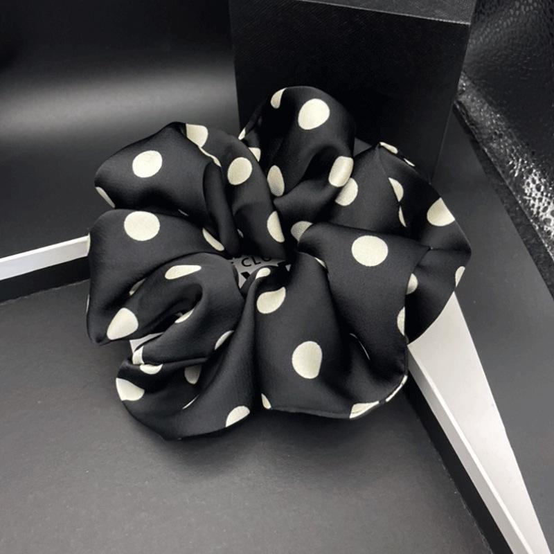 Retro Hong Kong Polka Dot Satin Hair Ties - Large Intestine Bun & Ponytail Accessories