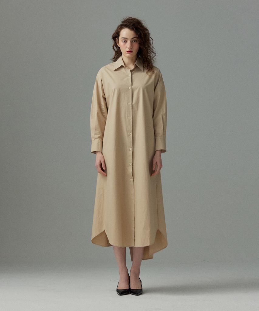 Meuameu [Essential] Maxi Pin Tuck Shirt Dress