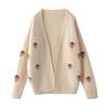 Women's Fashionable V-Neck Color Block Wool Cardigan - Autumn/Winter Sweet Strawberry Sweater