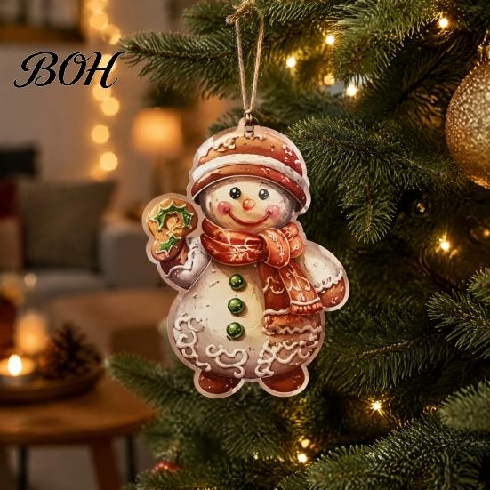 Decorative Christmas Window Displays 12/24/36Pcs Gingerbread Outdoor Decorations, Hanging Ornaments, 2D Double Sided Rustic Tree Decor Xmas for Office