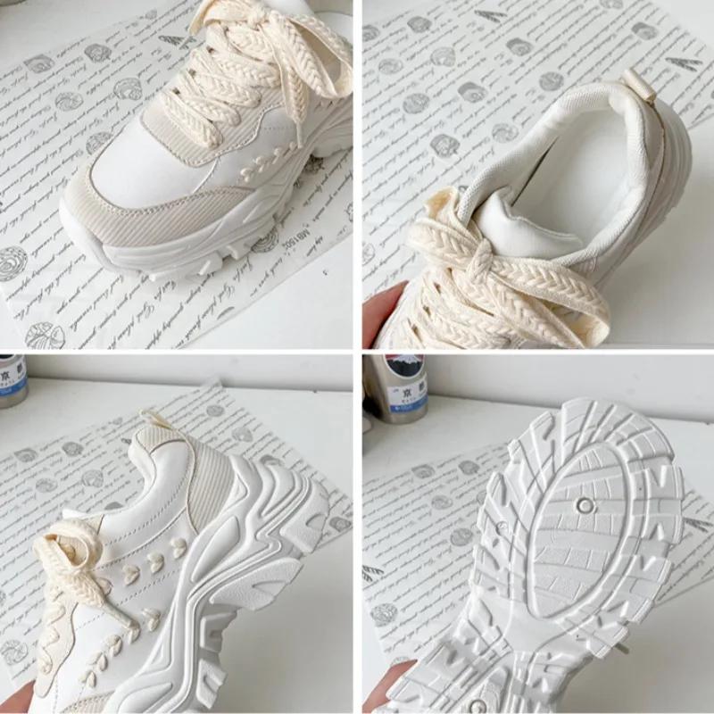 Women's Autumn Running Shoes 2025 New Fashion Platform Lace Up Vulcanize Shoes Wedges Anti Slip Ladies Sneakers Tenis De Mujer