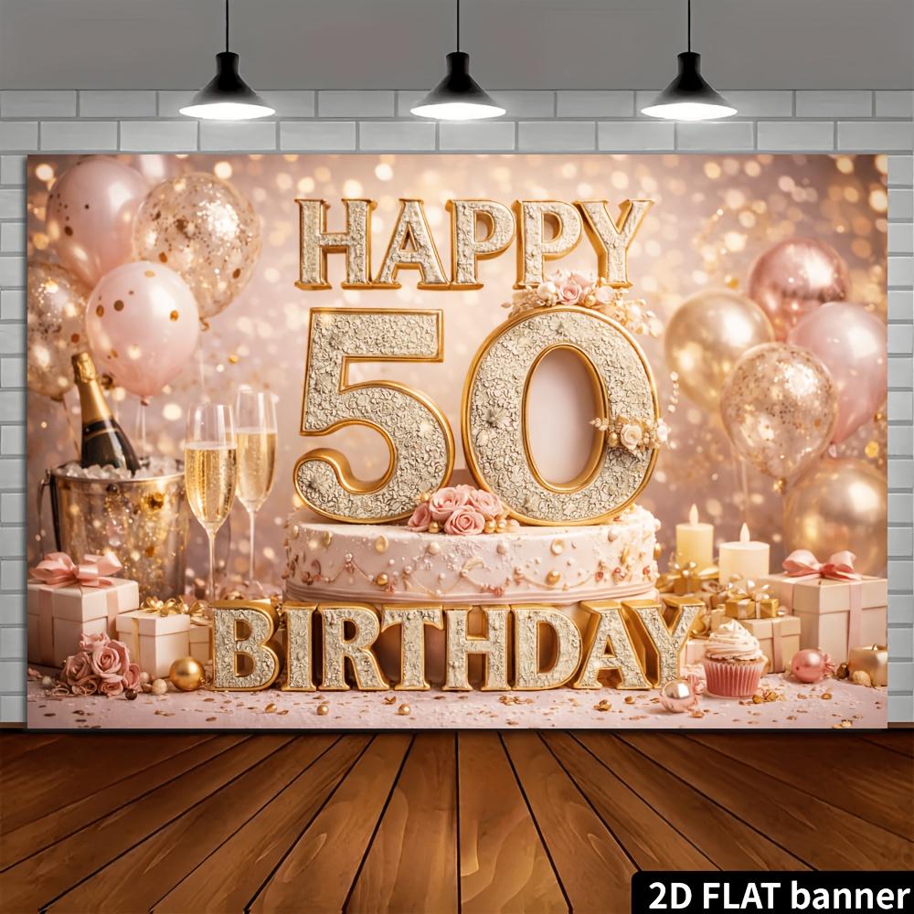 Plano 2D tela de fondo para tarta de champán 50 cumpleaños fiesta de cumpleaños evento de celebración