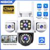 NIBIOK Outdoor Waterproof Camera HD 12MP Three Lens WIFI IP Camera Night Vision People Mobile Tracking CCTV Two-way Intercom PTZ YOOSEE Camera